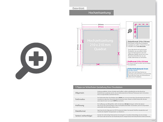 Product Bild hochzeitszeitung_mit_drahtheftung__endformat_quadrat_21_0_cm_x_21_0_cm__92-seitig